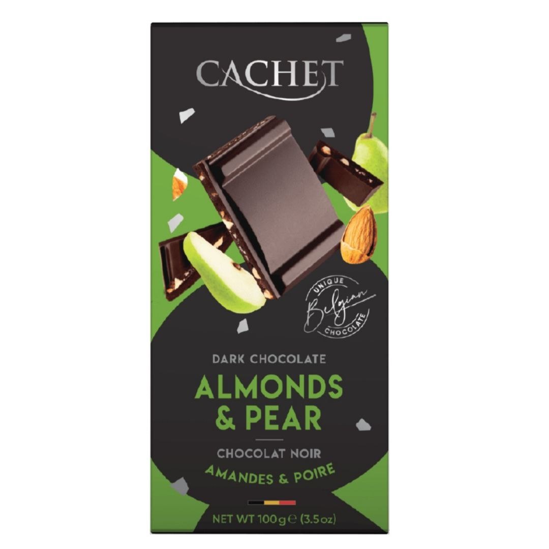 Cachet Шоколад чорний Almonds & Pear (57% cacao) 100g