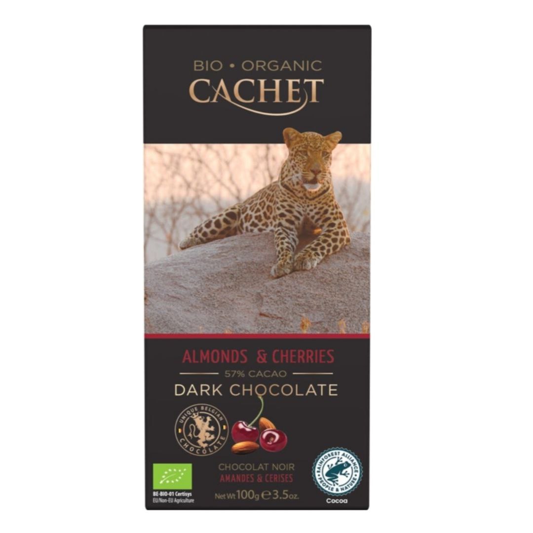 Cachet Bio Organic Шоколад чорний Almonds & Cherries (57% cacao) 90g