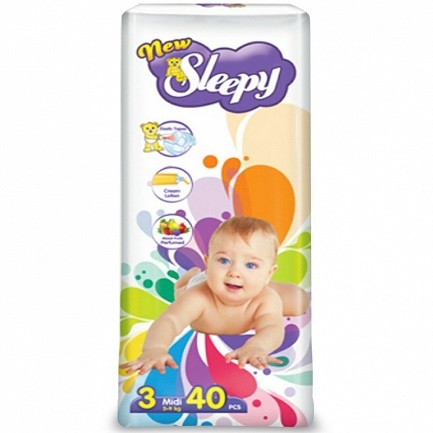 Sleepy Підгузки дитячі NewSleepy Midi-3 (5-9кг), 40шт