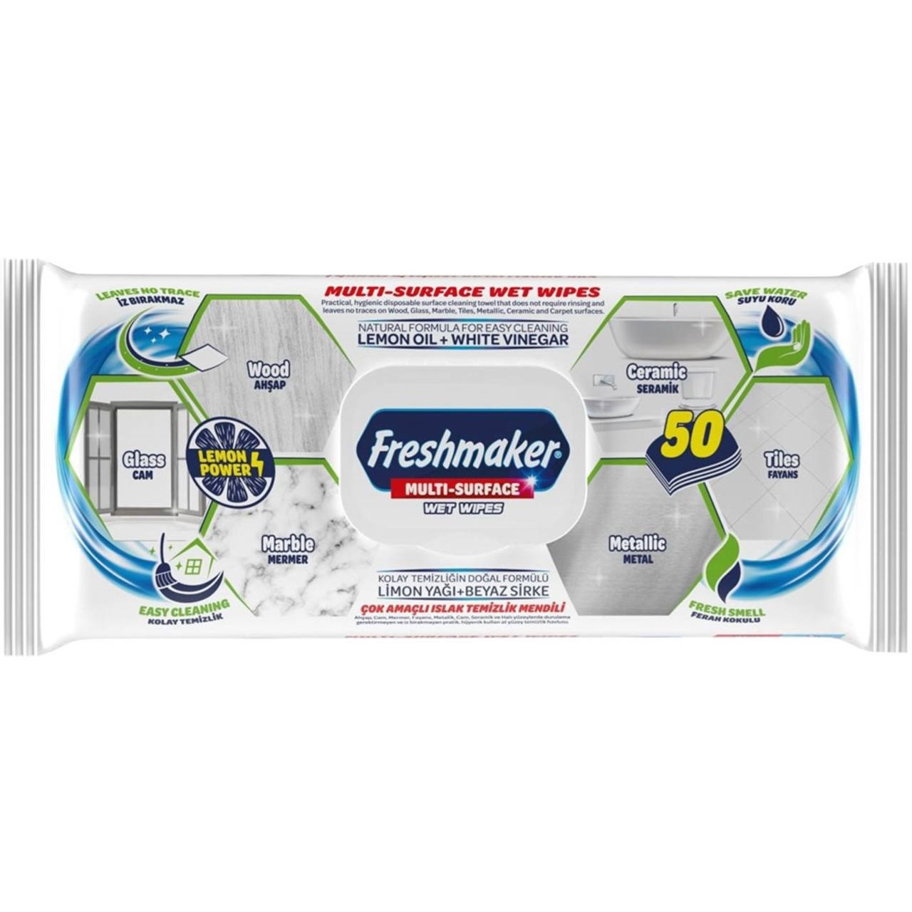 Freshmaker Серветки для побутового прибирання Multi-Surface, 50шт.