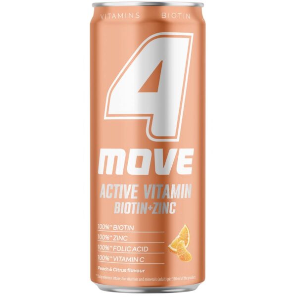 4MOVE Напій Active Vitamin Biotin + Zinc (Персик + Цитрус мікс) ж/б 330ml