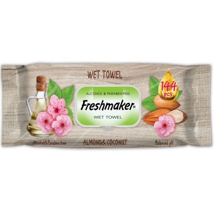 Freshmaker Серветки вологі Wet Towel (Almonds&Coconut), 144шт.