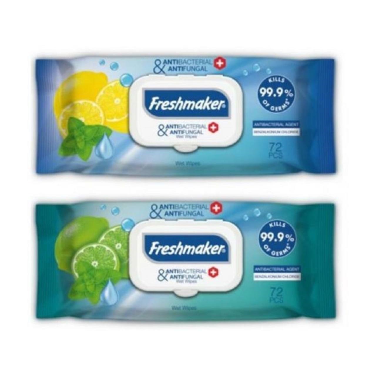 Freshmaker Серветки вологі Antibacterial (Lemon/Lime), 72шт.