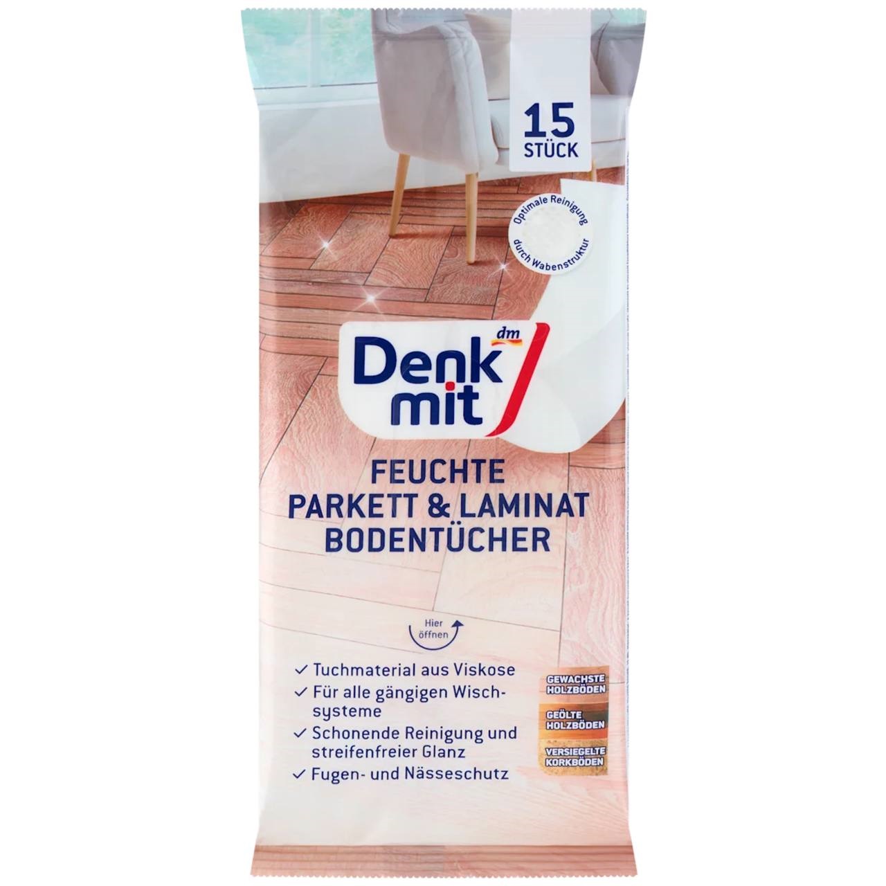 DM Серветки для миття паркету та ламінату Feuchte Bodentücher Parkett & Laminat, 15шт.