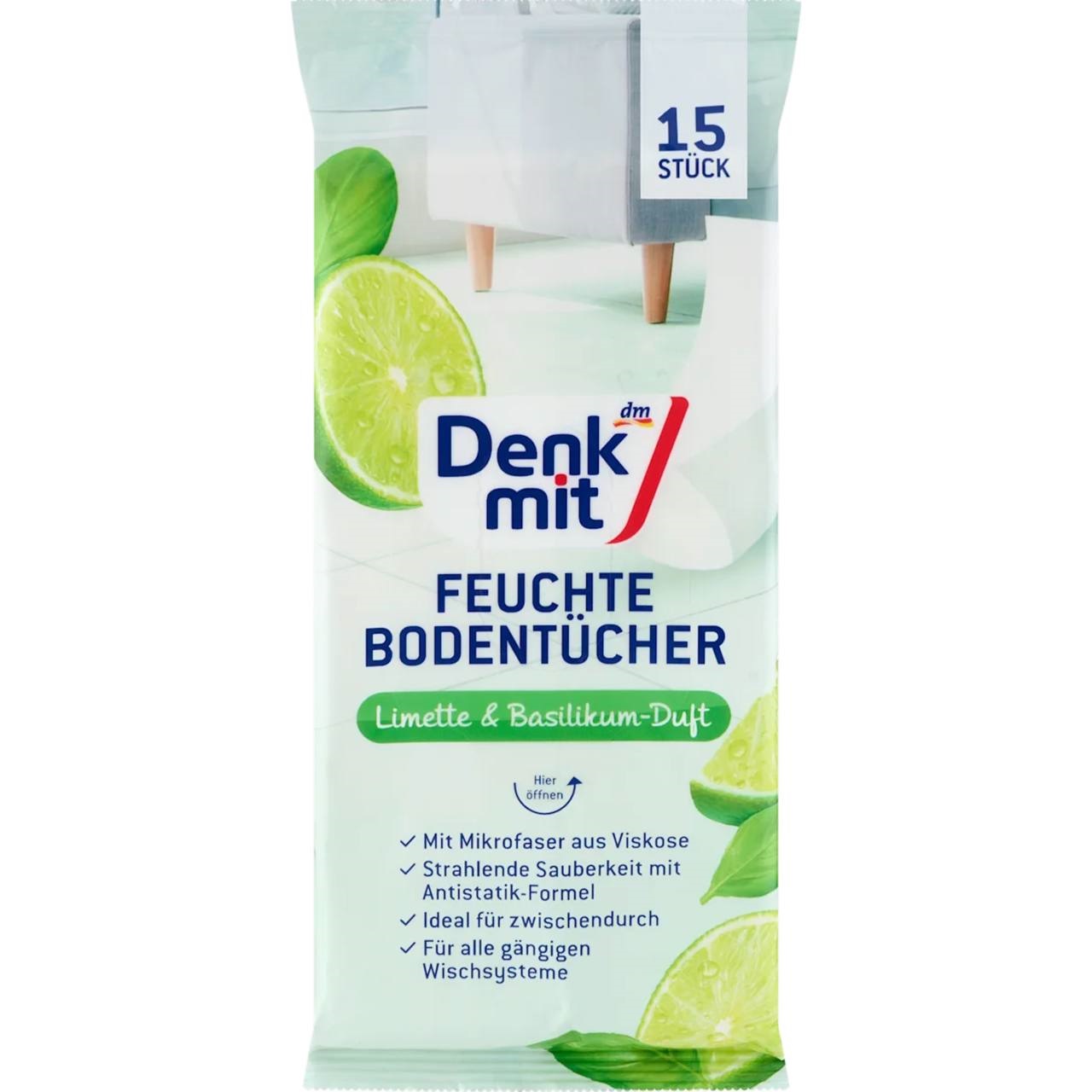 DM Серветки для побутового прибирання Feuchte Bodentücher Limette & Basilikum, 15шт.