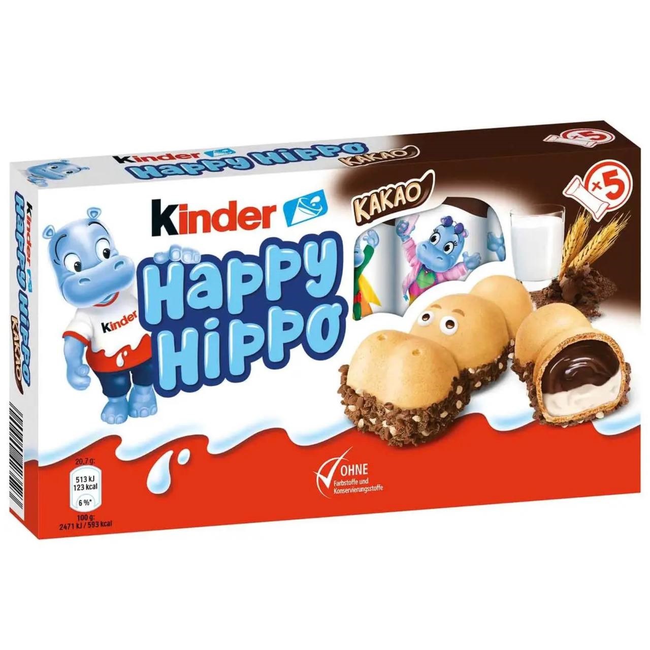Kinder Шоколадний Батончик Happy Hippo Kakao 5*10 207g